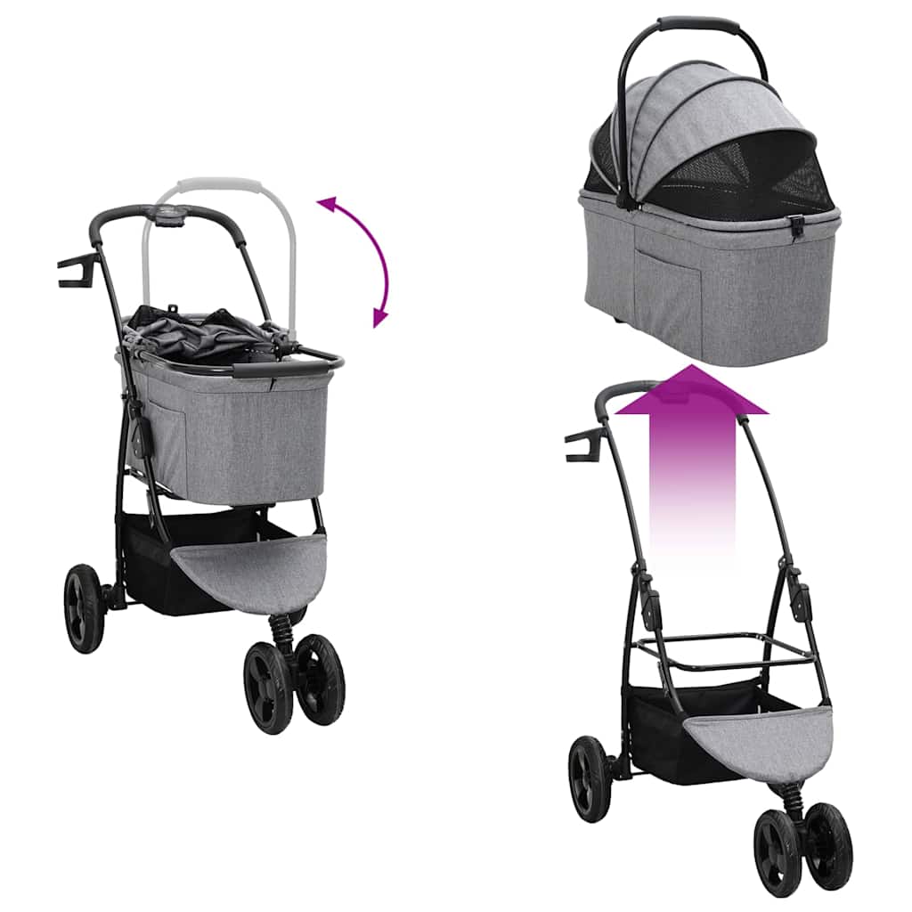 Passeggino pieghevole per animali Grigio 78 x 54 x 101 cm