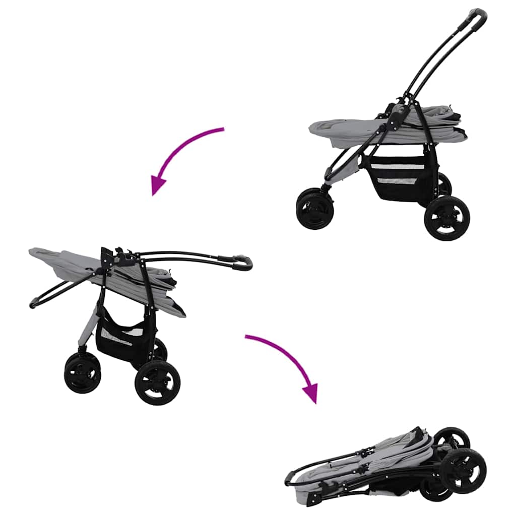 Passeggino pieghevole per animali Grigio 78 x 54 x 101 cm