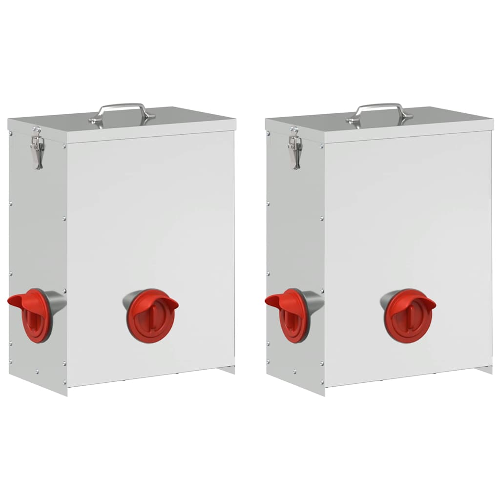 Feeder per pollo 2 pcs Argento 32,5 x 20,5 x 43 cm