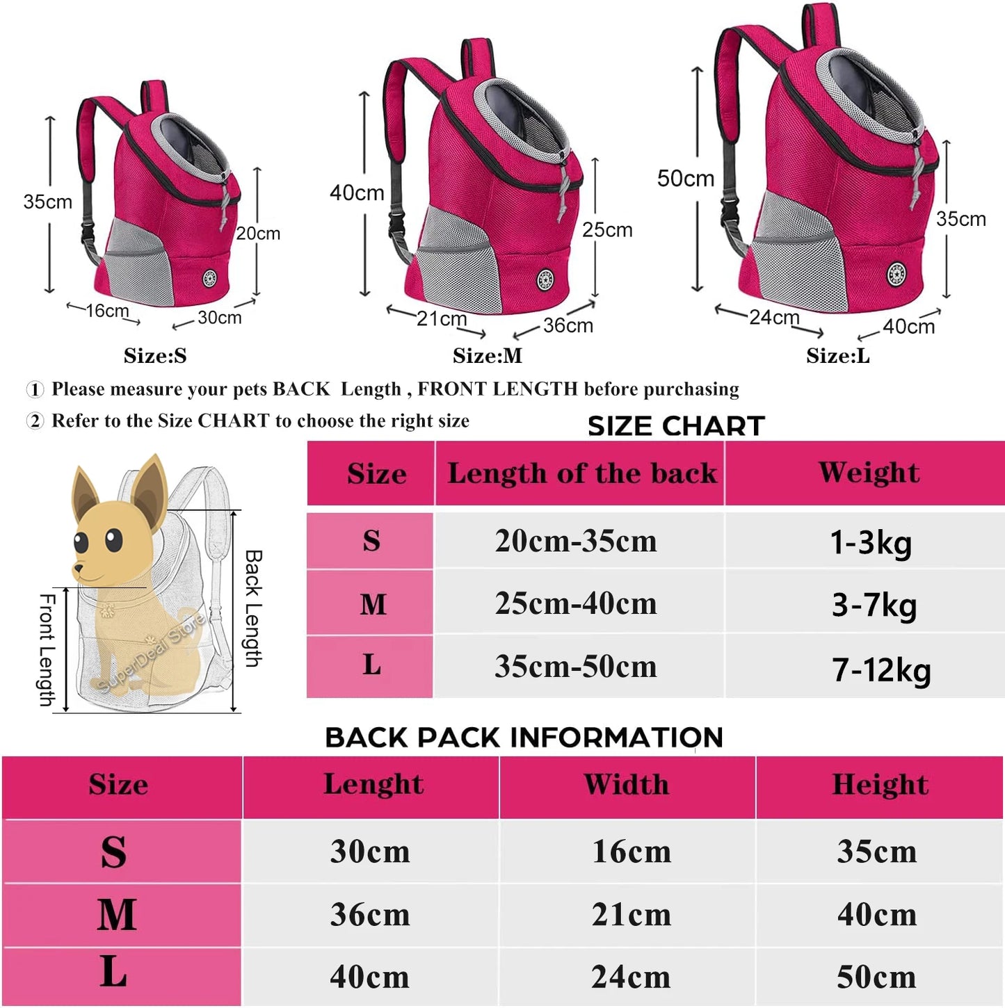 Dog Carrier Backpack – Breathable Travel Bag for Small Dogs & Puppies (Copy)
