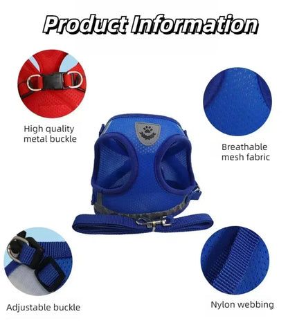Reflective Escape-Proof Cat & Small Dog Harness Set – Breathable Mesh with Leash (Copy)