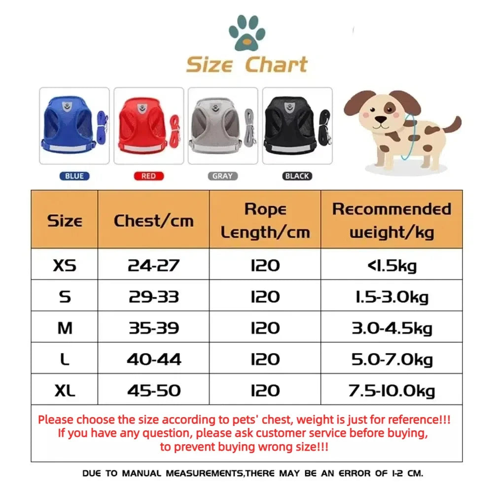 Reflective Escape-Proof Cat & Small Dog Harness Set – Breathable Mesh with Leash (Copy)